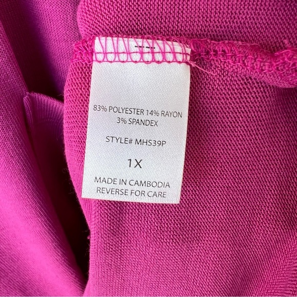 ANDREE Solid Hi-Low Chest Pocket Top MAGENTA PURPLE SIZE 1X NWT - Picture 3 of 9